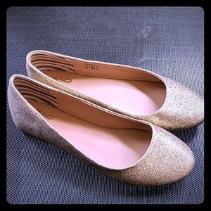 Gold glitter flats